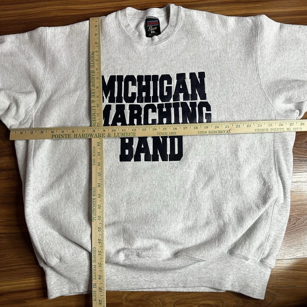 Vintage University Michigan Marching Band Crewneck Sweatshirt Mens XXL Gray 90s - Picture 3 of 11